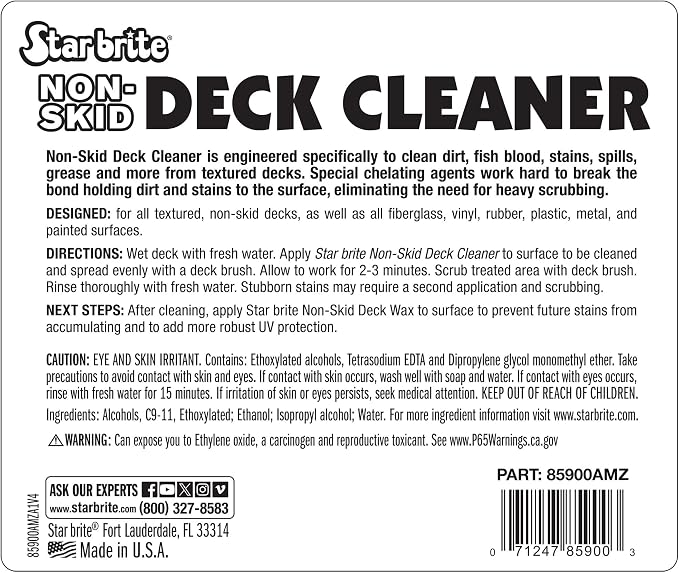 STAR BRITE Non-Skid Deck Cleaner & Protectant - Ultimate Boat Deck Wash - Protects Against Future Stains & UV - Ideal for Fiberglass, Vinyl, Plastic & Painted Surfaces -1 Gallon (085900)
