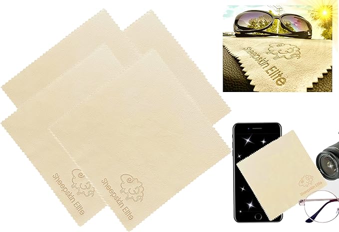 Natural Chamois Leather Eyeglass Cleaning Cloth Camera Lens Cleaning Cloths Screen Cleaning Cloth Glasses Cleaning Cloth Tablets Cloth Chamois Cleaning Cloths for Eyeglasses (4 Packs, Small)