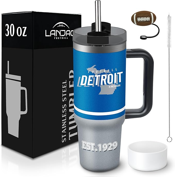 Tumbler 30oz Straight Skinny Portable Handle Car Cups With Anti slip Sleeve Straw Dust Cover, Sports Travel, Stainless Steel Insulated Gifts for Men Women Fans