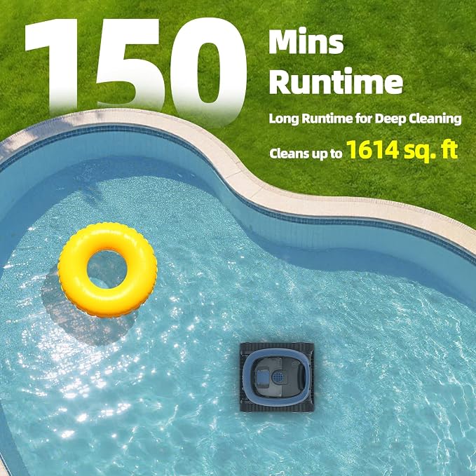Robotic Pool Vacuum, 3-in-1 Cordless Pool Cleaner for Inground & Above Ground Pools, Wall & Waterline Cleaning, Smart Navigation, Self-Parking