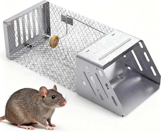 Humane Mouse Trap Automatic Continuous Mice Trap Rodent Control Bait Catch Single Door Rat Trap Cage Live Ratinator Rat Trap for Indoor and Outdoor Mouse Voles Hamsters