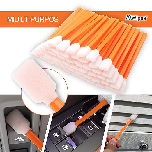 AAwipes Foam Swabs (1000 pcs Large Rectangular Foam Tips, 5.25", Orange) Cleanroom Foam Cleaning Swab for Roland Printers, Inkjet Printer, Air Conditioner, Car Vent, etc (C714C)