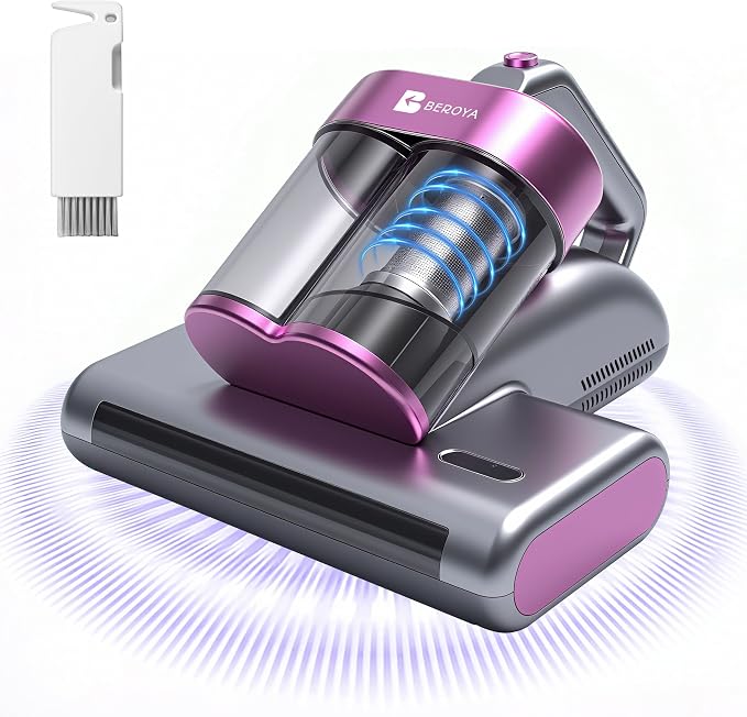 Mattress Vacuum Cleaner UVC 253.7nm Light with 16Kpa Strong Suction, 145°F Heat, Ultrasonic, HEPA Filter, Versatile Bed, Pillow and Couch Vacuum Cleaner (16.4ft Corded, 500W)