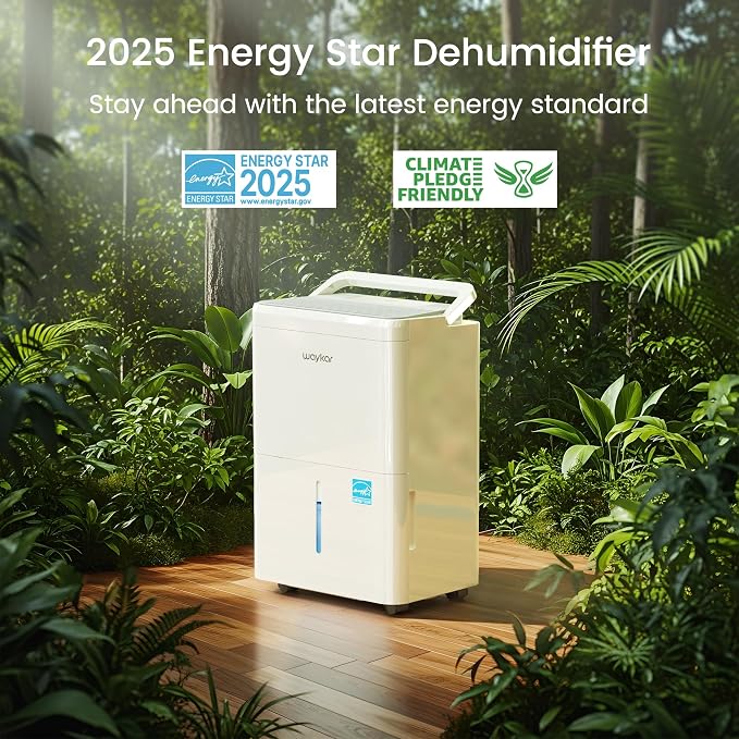 Waykar 2000 Sq. Ft. Energy Star 2025 Dehumidifier for Basement & Home, Adjusts from 15% RH With Drain Hose, Ultra Quiet 35 dB for Bedroom & Bathroom