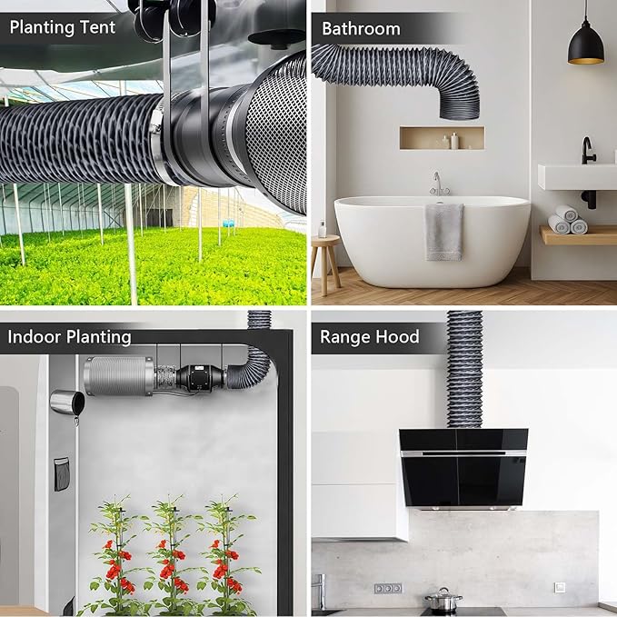6 Inch Duct, 6 Inch X 6FT Flexible Nylon Ducting – Wear-Resistant & Tear-Proof Venting Hose, Upgraded Fire-Resistant Hvac Ducting for HVAC, Greenhouse, Inline Duct Fan (Length 6.5FT)