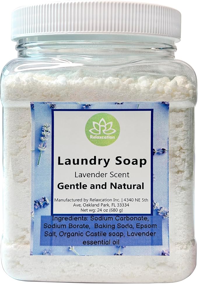 Natural Laundry Detergent Soap | Hypoallergenic Deep Cleaning Washing Powder | Eco-Friendly, Safe, and Effective BORAX, SODA ASH, EPSOM SALT, BAKING SODA and CASTILE SOAP (65 Loads) (Lavender)