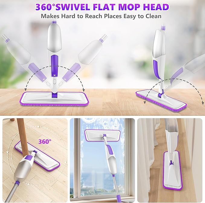 Microfiber Spray Mops for Floor Cleaning - Floor Mop with 11 Washable Pads fit for Swiffer Powermop