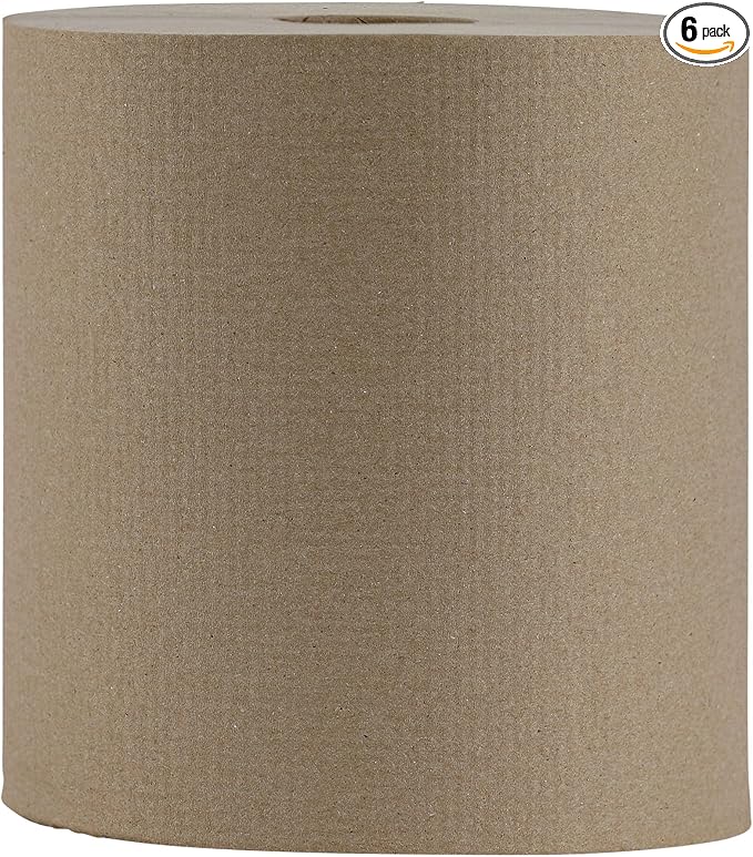 Boardwalk Hardwound Paper Towels, Nonperforated, 1-Ply, 8" x 800 ft, Natural, 6 Rolls/Carton