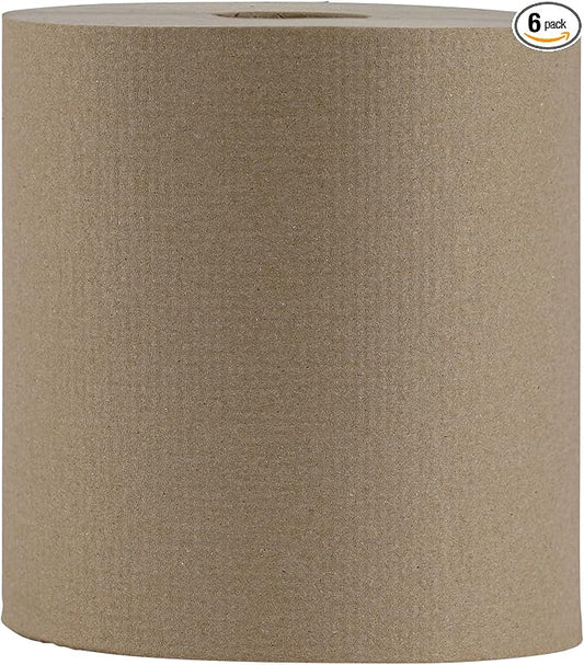 Boardwalk Hardwound Paper Towels, Nonperforated, 1-Ply, 8" x 800 ft, Natural, 6 Rolls/Carton