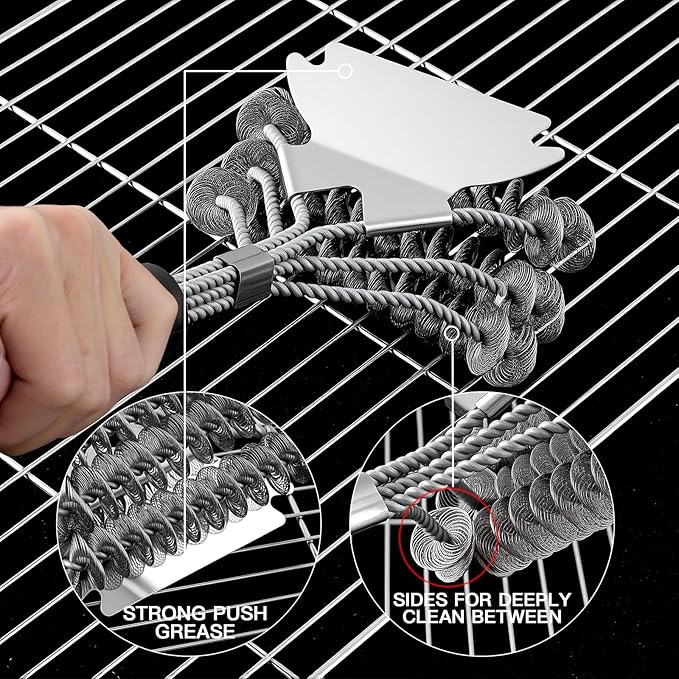 2 Pack Grill Brush and Scraper Bristle Free – Safe BBQ Brush for Grill – 18'' Stainless Grill Grate Cleaner - Safe Grill Accessories for Porcelain/Weber Gas/Charcoal Grill – Gifts for Grill Wizard