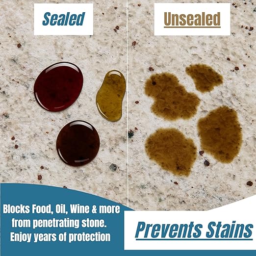Black Diamond Stoneworks Granite Sealer – Seals and Protects Stone Countertops Without Changing Appearance – Guards Against Food, Oil & Water Stains – for Granite, Marble, Travertine & More