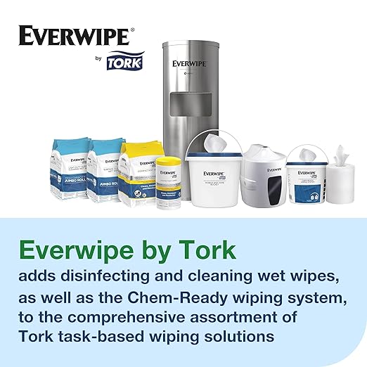 Everwipe by Tork Disinfectant Wipe Jumbo Rolls White, Cleans, Disinfects and Deodorizes, 2 x 800 wipes, 192821 (10100)