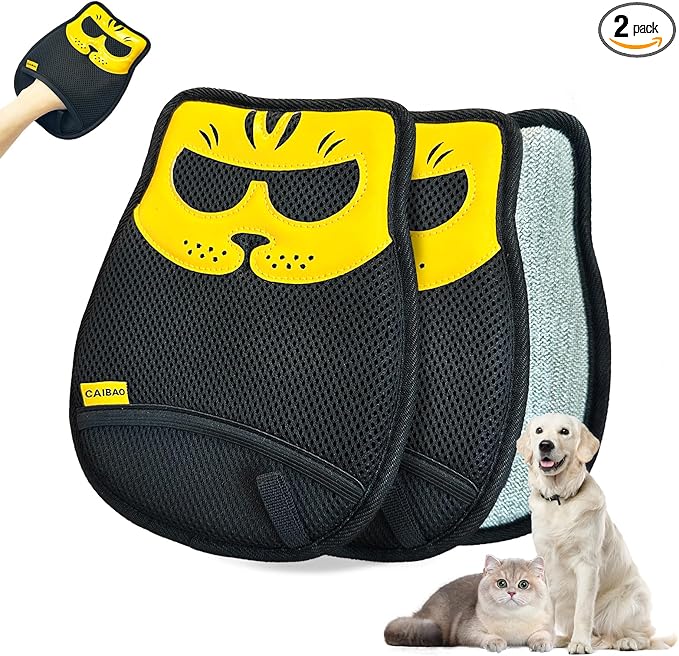Upgraded Pet Hair Removal Glove: Static Cleaning Design Efficiently Removes Cat Dog Hair from Clothes Sofas Carpets Car Seats Reusable Fabric-Safe Suitable for Pet Owners at Home Travel