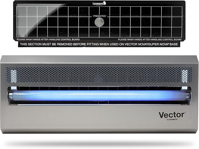 Catchmaster Vector 15 Silver, 800 sq. ft. Catch Radius, UV Light Fly Traps Indoor for Home, Gnat Traps for House Indoor, Electric UV Lamp Insect & Mosquito Killer, Bug Light for Kitchen, Shed, Garage