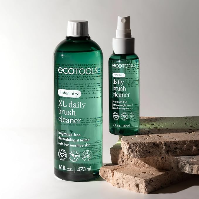 EcoTools Daily Makeup Brush Cleanser Spray, Quick Drying, Fragrance Free & Dermatologist Tested, Travel Size, TSA Approved, Cruelty-Free & Vegan 3 fl oz./89 ml. Bottle XL Refill