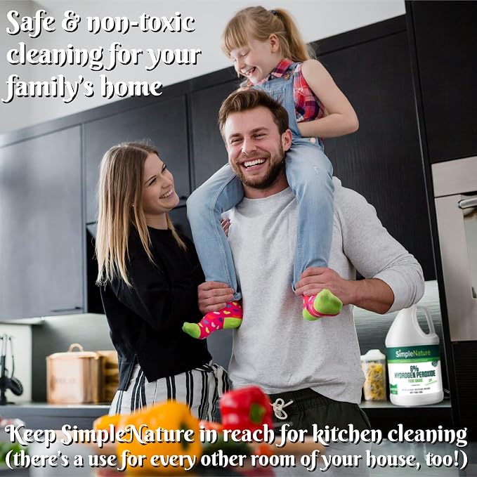 SimpleNature 12% Food Grade Hydrogen Peroxide (16 fl oz) - Natural Multipurpose Cleaner - Made in USA - Ideal for Commercial, Residential, Kitchen, Bath, Laundry, and More