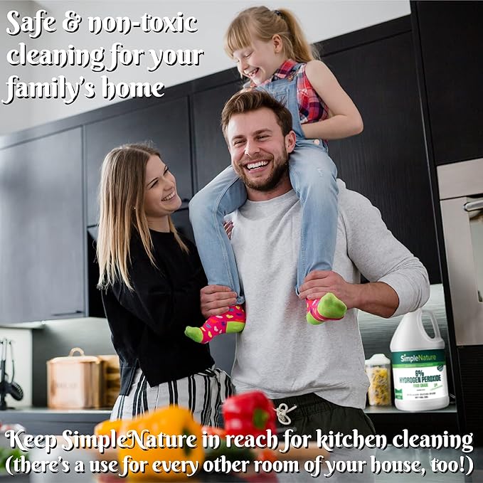 SimpleNature 6% Food Grade Hydrogen Peroxide Solution - 2 Gallons - Natural Multipurpose Cleaner - Made in USA - Ideal for Commercial, Residential, Kitchen, Bath, Laundry, and More
