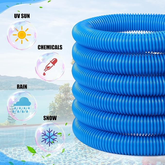 2 Pcs Pool Cleaning Vacuum Kits include 14" Swimming Pool Vacuum Head with Flexible Wheels and 1-1/2" x 18 FT Hoses for Inground Above Ground Pond Cleaning, Pole Not Included(Right Corner)