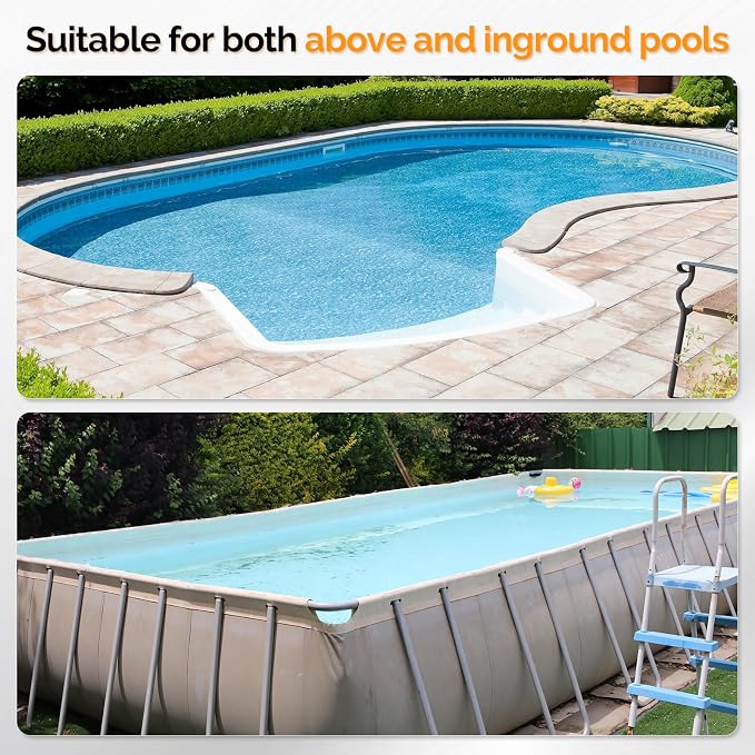 VINGLI Pool Vacuum Cleaner, Suction Side Wall-Climbing Sweeper for Ground&Inground Pools, Automatic Pool Vacuum with 39.6ft Tangle-Free Hose (Navy Blue&White)
