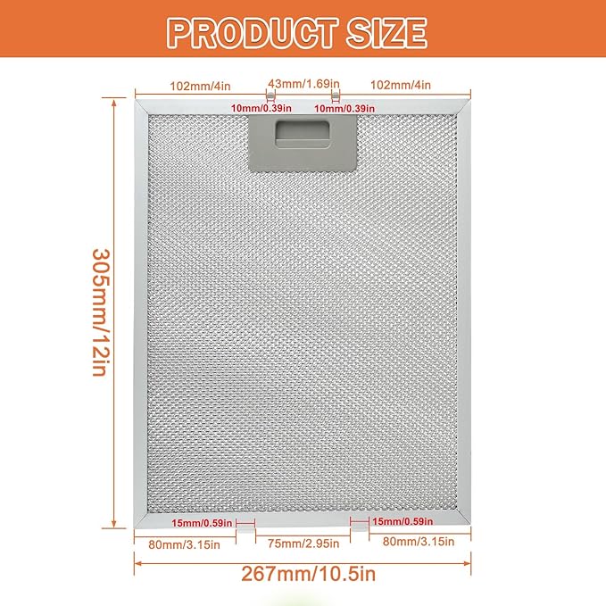 2 Pack W10169961A Range Hood Filter Replacement 5 Layer Aluminum Mesh Hood Grease Filter Fit for Whirlpool, Kitchen Aid, Jenn-Air Range Hoods