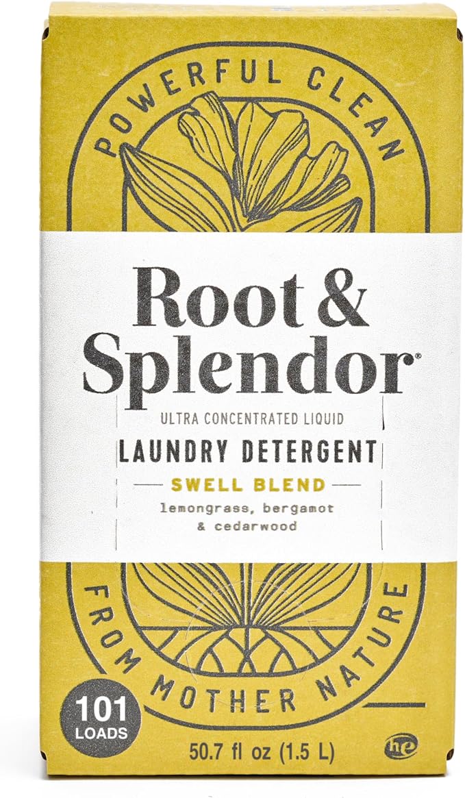 Root & Splendor Ultra Concentrated Non Toxic Laundry Detergent Liquid - Plant Based & Eco Friendly Enzymatic Laundry Soap, Swell Scent, 1.5 Liter, 101 Loads