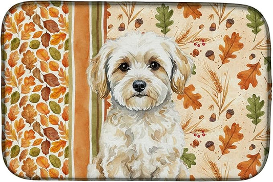 Caroline's Treasures Maltipoo Heirloom Fall Dish Drying Mat Absorbent Dish Drying Mat Pad for Kitchen Counter Dish Drainer Mat for Countertop, 14 x 21", Multicolor