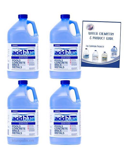 Acid Blue Muriatic Acid - Swimming Pool pH Reducer | Buffered, Low-Fume - Case (4 Gallons)