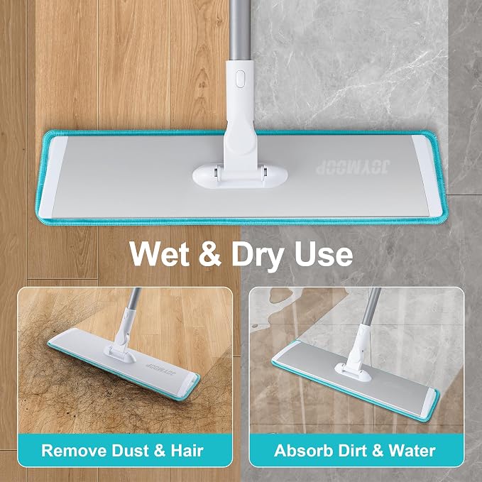 JOYMOOP 36 Inch Grey-White Commercial Dust Mop, Microfiber Dust Mop for Hardwood Floors, Heavy Duty Industrial Wet Dry Floor Mop with Telescopic Handle, Includes 5 Mop Pads
