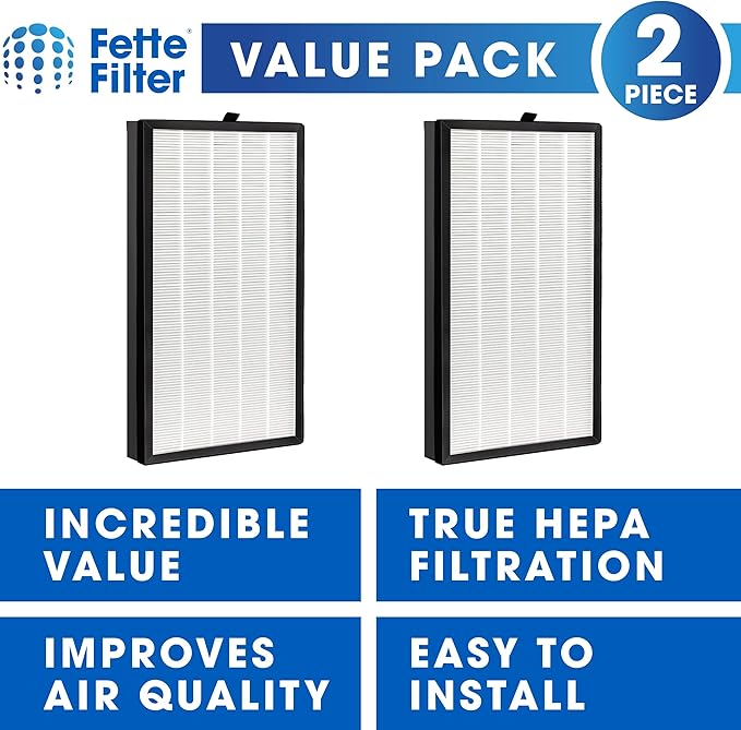 Fette Filter - 112 Premium H13 True HEPA Replacement Filter Compatible with Medify MA Air Purifier for Model 112 V2.0 wtih 3-in-1 filtration system. (Pack of 2)