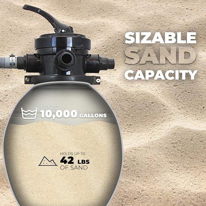 XtremepowerUS 13" Sand Filter Pump System for Above Ground Pools, 3/4 HP 2460 GPH Pool Pump with Timer, 4-Way Multi-Port Valve, for Pools Up to 10,000 Gallons