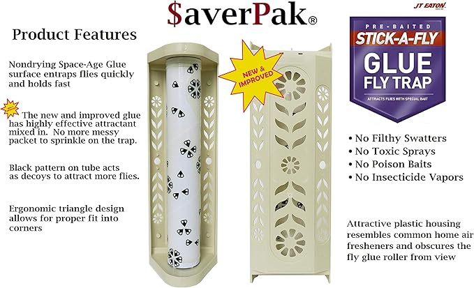 $averPak 2 Pack - JT Eaton Stick-A-Fly Glue Fly Stick Traps