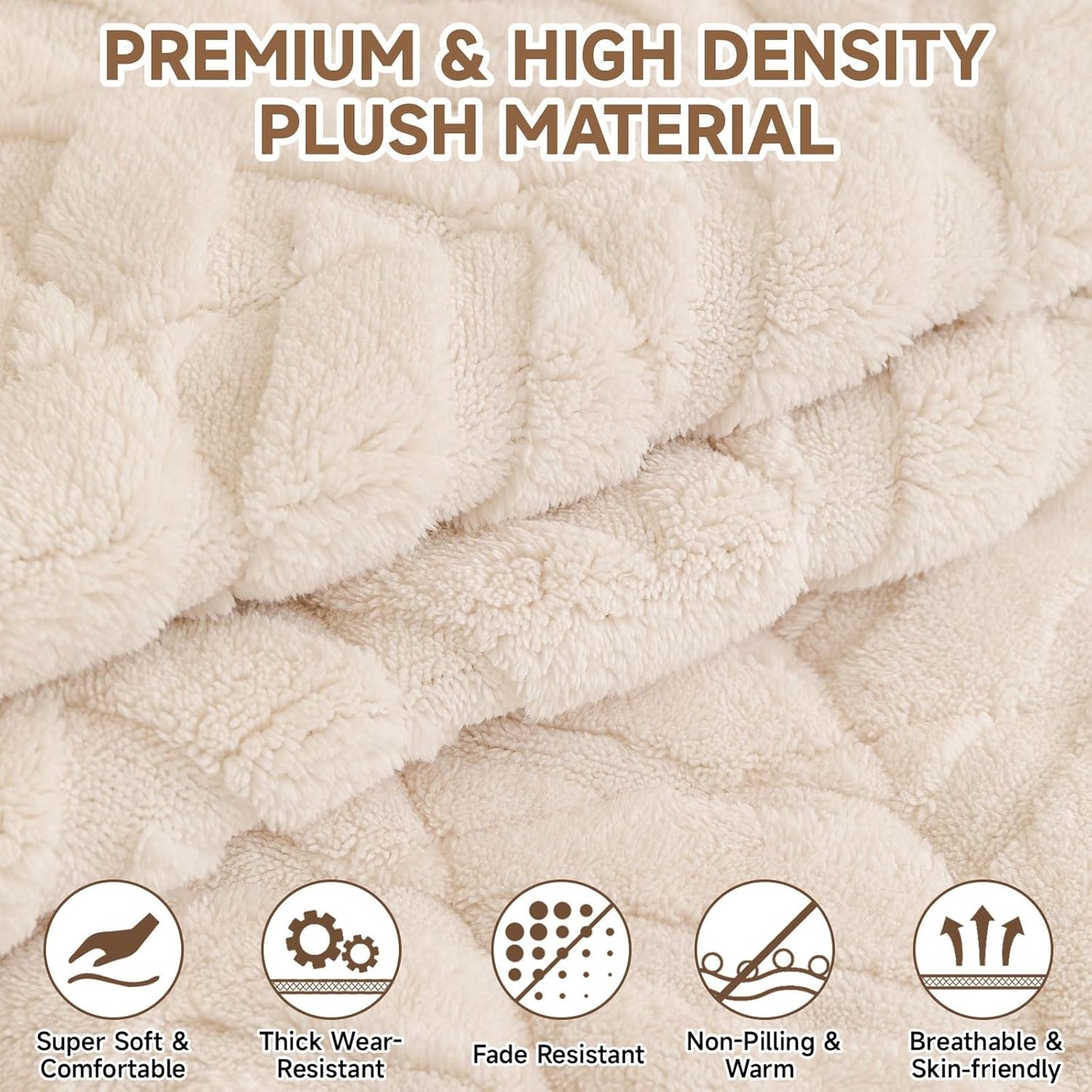 OTOB Couch Covers for 3 Cushion Couch Sofa Pet Friendly, Washable & Non Slip Geometric Jacquard Modern Plush Fuzzy Sofa Slipcovers Protector, All Season Soft Pet Couch Cover (White, 27.6"x82.7")