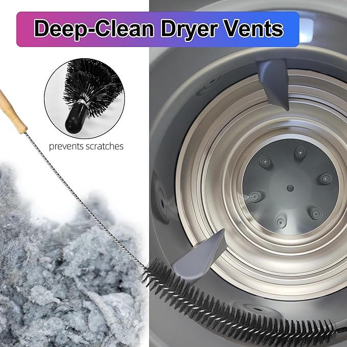 9Pcs Dryer Vent Cleaner Kit for GE Washer Dryer Combo,WH01X35719 Lint Filter replacement with dryer vent brush, Dryer Vent Vacuum Hose Attachment,Hand Washable and Reusable,Models: PFQ97HSPVDS