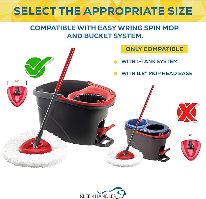 KLEEN HANDLER Microfiber Spin Mop Replacement Head Refills Compatible with O-Cedar EasyWring 1 Tank System, White, L (24-Pack)