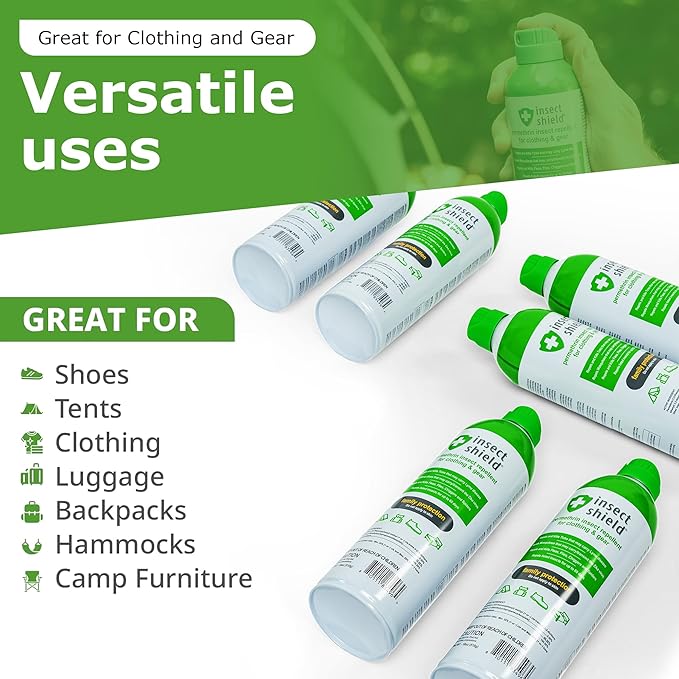 Insect Shield Premium Permethrin Spray - Tick, Flea, Fly, Mosquito, Chigger, Spider & Bed Bug Repellent for Clothing, Gear, Furniture, & Tents, Lasts up to 60 Days, Clear, 18 Oz Aerosol, Pack of 2