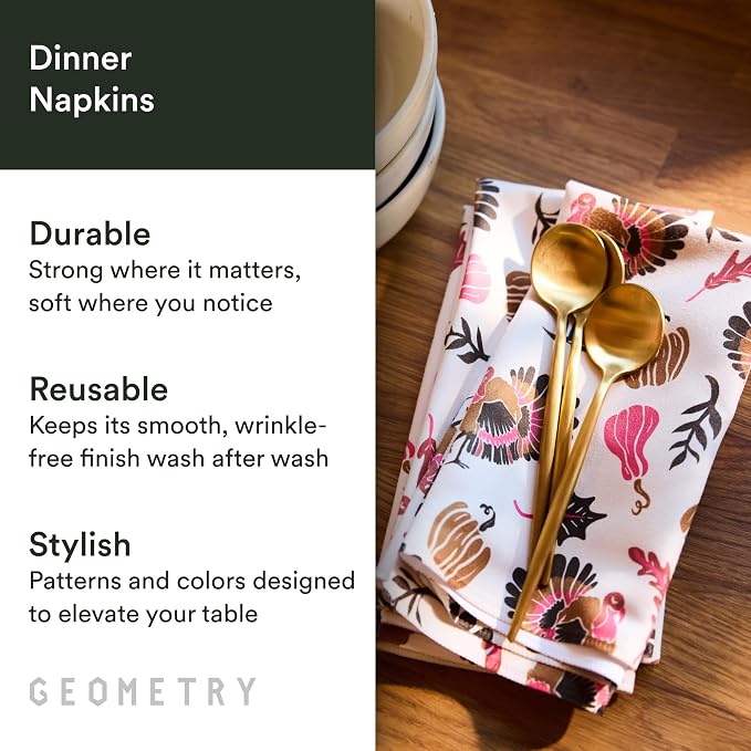 GEOMETRY Christmas Dinner Napkins - Premium Cloth Napkins - Quick Dry & Super Absorbent Table - Premium Geosuede Linen Napkins - Merry Xmas 19" x 19" - 6 Pieces