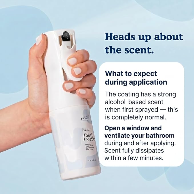 spotLESS MATERIALS Toilet Coating Spray for Ceramic & Porcelain Bowls, Liquid Surface Coating Designed for Easier Routine Cleaning, Helps with Toilet Rings and Daily Buildup, PFAS-Free, 5 oz