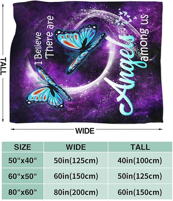 Tijuboni Butterfly Throw Blanket Blue Butterfly Gifts for Girls Boys Women Men Kids Adults Soft Flannel Fleece Blanket for Couch Sofa Bed Home Decor 60"x80"
