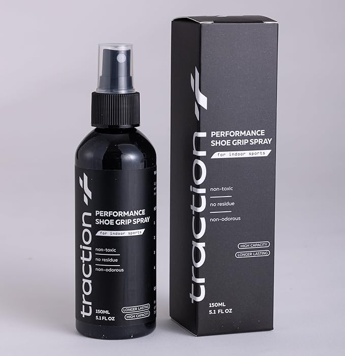 Traction+ Premium Shoe Grip Spray – Trusted by Collegiate & Pro Athletes | Restores Squeaky Court Traction | Natural, Odorless Anti-Slip Spray for Basketball, Volleyball & Pickleball
