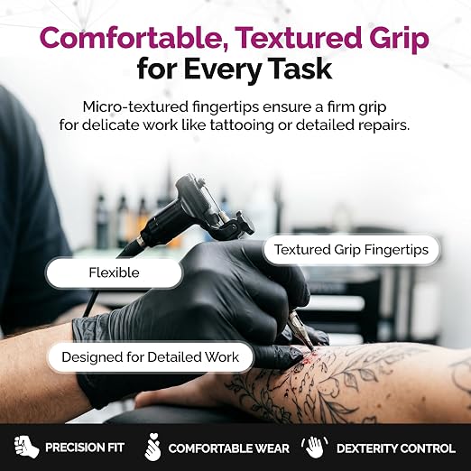 GripProtect® Precise Black Nitrile Gloves, Exam, 4 Mil, Food, Home, Cleaning, Medical/Dental, Tattoo (Small, 1,000)