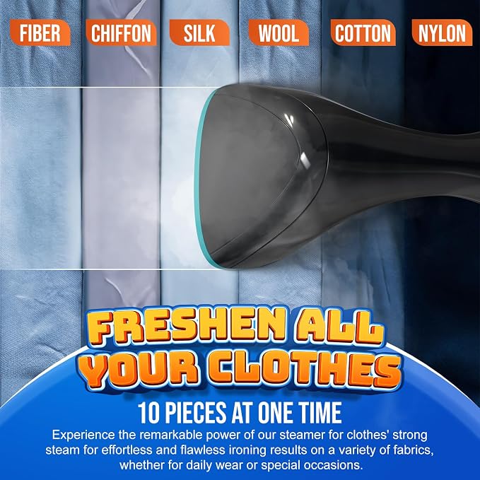 Steamer for Clothes, 1800W Clothes Steamer Handheld with 15s Fast Heat-Up, 3 Steam Modes, 300ml Tank, Portable Garment Steamer Wrinkle Remover with Fabric Brush & Glove for Home, Travel, Dorm, Office