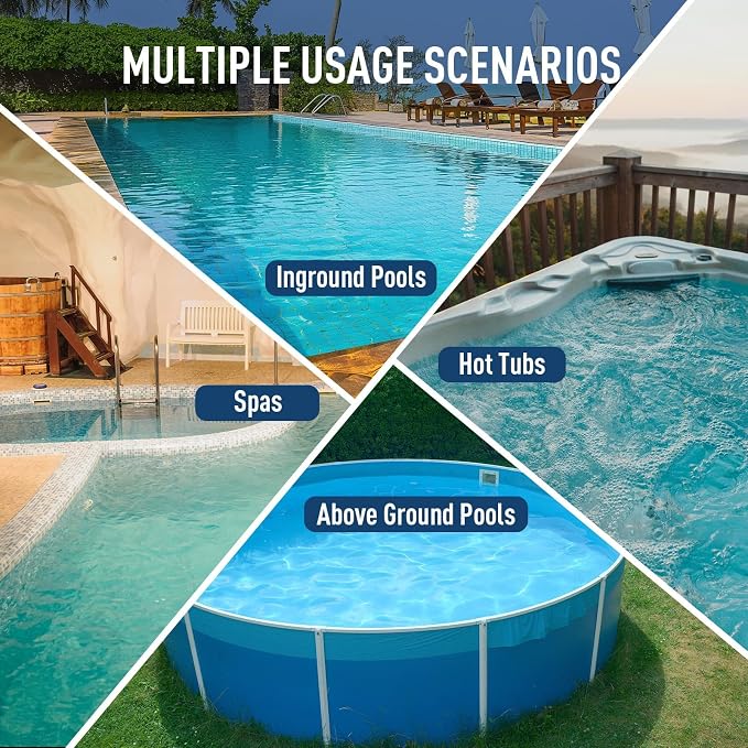 Cordless Handheld Pool Vacuum, 18.5GPM Strong Suction, 45 Mins Runtime, Telescopic Pole, Dual Brush Heads for Above Ground, Inground Pools, Spas & Hot Tubs, Vako H10 Blue