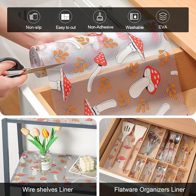 Cooyes Shelf Liner – Non-Slip Cabinet & Drawer Liner for Kitchen – Non-Adhesive Waterproof Shelf Paper with Modern Pattern – Durable EVA Cabinet Mat – Easy to Cut (Burgundy,23.6" W x 236" L)