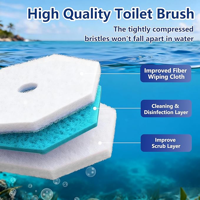 FHORAIN Disposable Toilet Brush with 42 Wand Refills, Wall Mounted Toilet Brush and Holder Set - Effortless Disposable Toilet Bowl Cleaner Wand (Rainforest Scent)