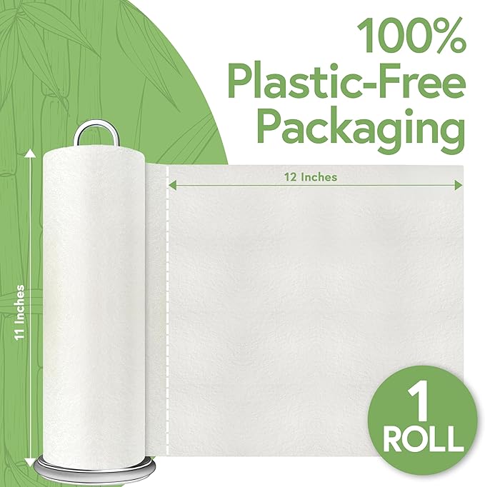 Reusable Paper Towels Bamboo | Ultra Absorbent & Durable | Reusable Paper Towel Washable Roll | FSC Certified | 100% Rayon Derived From Bamboo | Towel Alternative | 20 Sheets, 12"x11" | 1 Roll