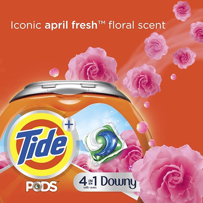 Tide PODS with Downy, Liquid Laundry Detergent Pacs, April Fresh, 12 count