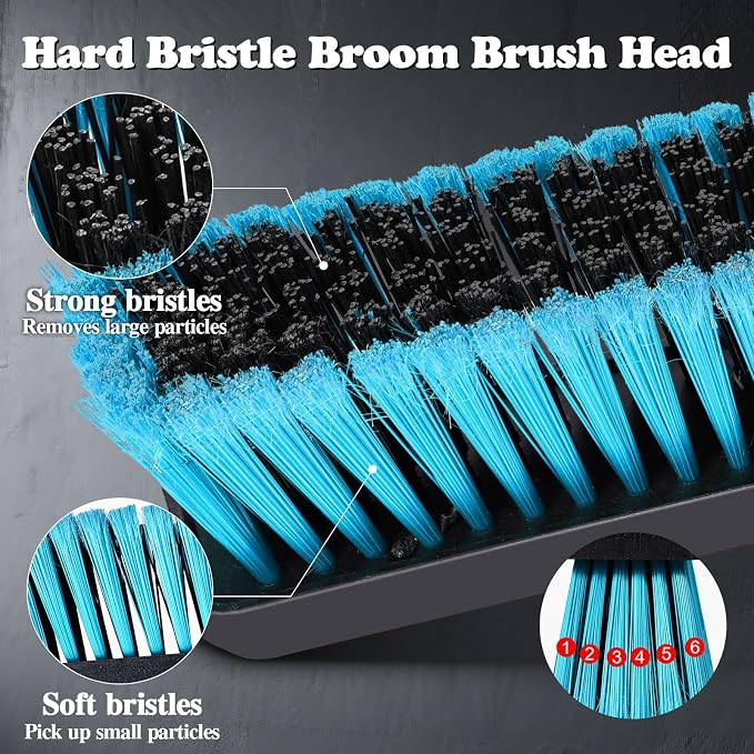 MASTERTOP 24" Heavy Duty Push Broom with Ultra-Sturdy Adjustable Handle, 6-Layer Stiff Bristles Garden Yard Broom, Outdoor Sweeping Brush for Garage, Patio, Driveway, Warehouse, Deck, Tile & Concrete