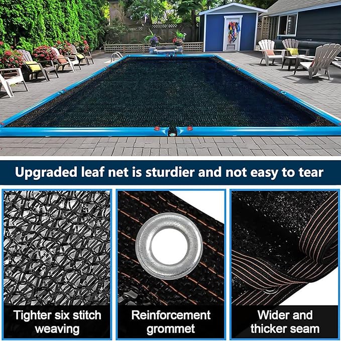 Pool Leaf Net Cover，Rectangle Pool Covers for Inground Pools, Cuttable Protective Fine Mesh with Extra 3m-10m Rope for Easy Setup(Size:3m*10m)
