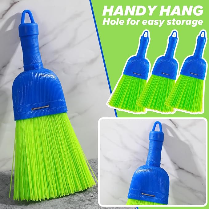 6 Pcs Whisk Broom Poly Fiber Handheld Brush Hand Brush Outdoor Car Broom with Hang Hole for Cleaning Inddoor Porches Floors Decks Driveways Dirt Dust