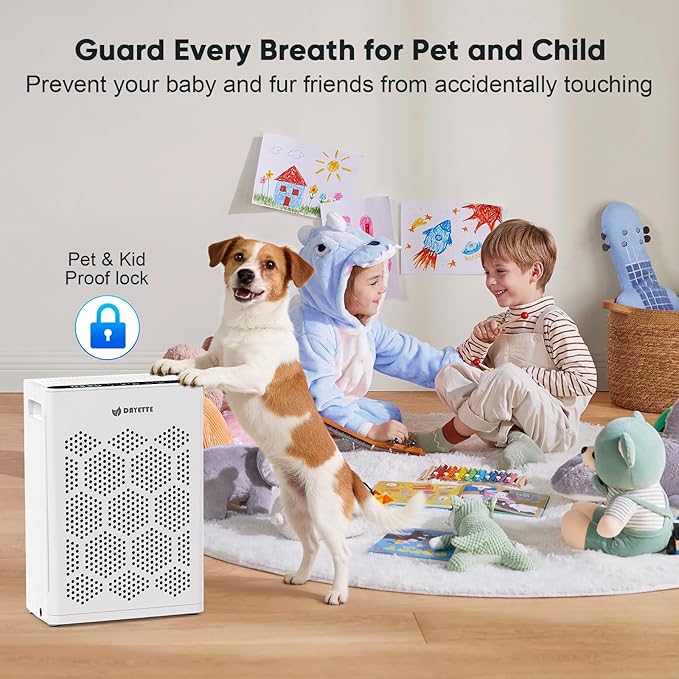 Air Purifier for Home Bedroom Large Room Up to 2400 Ft², H14 HEPA Filter Air Cleaner with Washable Pre-Filter, Aromatherapy, AQI Display, Pet Mode for Pets, Allergies, Dust, Pollen